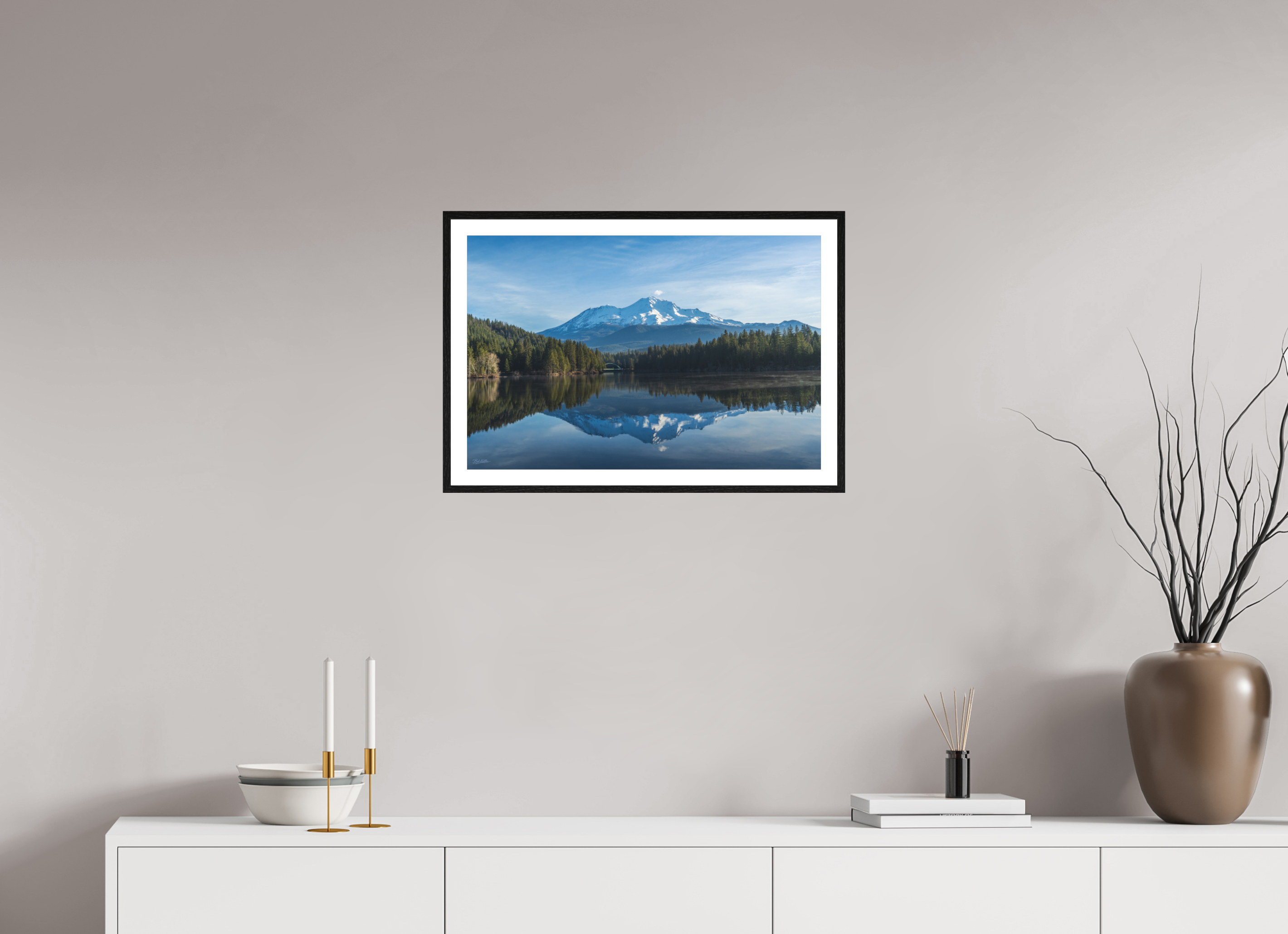 24 x 16″, Fine Art - Acrylic - Framed First Light on Shasta