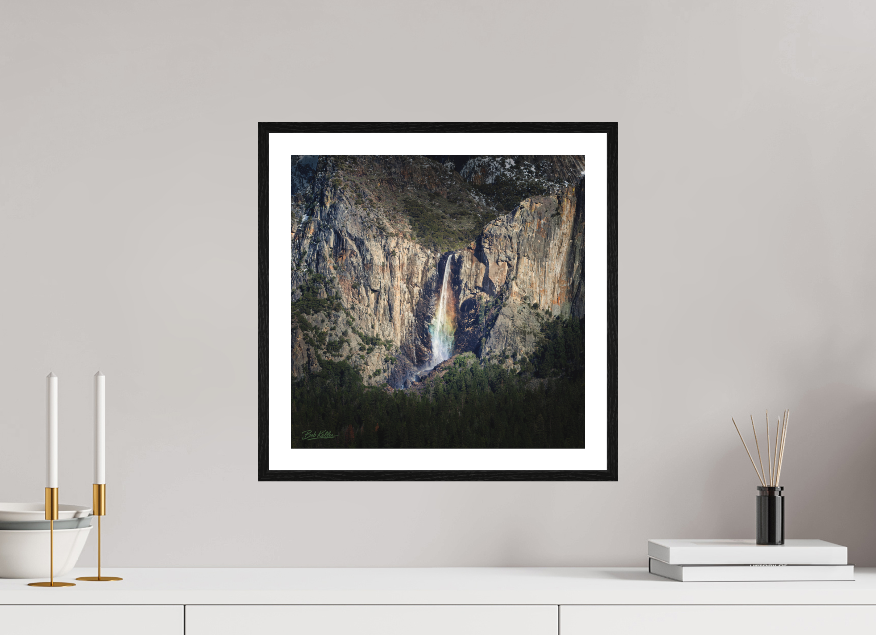 15 x 15″, Fine Art - Acrylic - Framed Bridalveil Lightfall