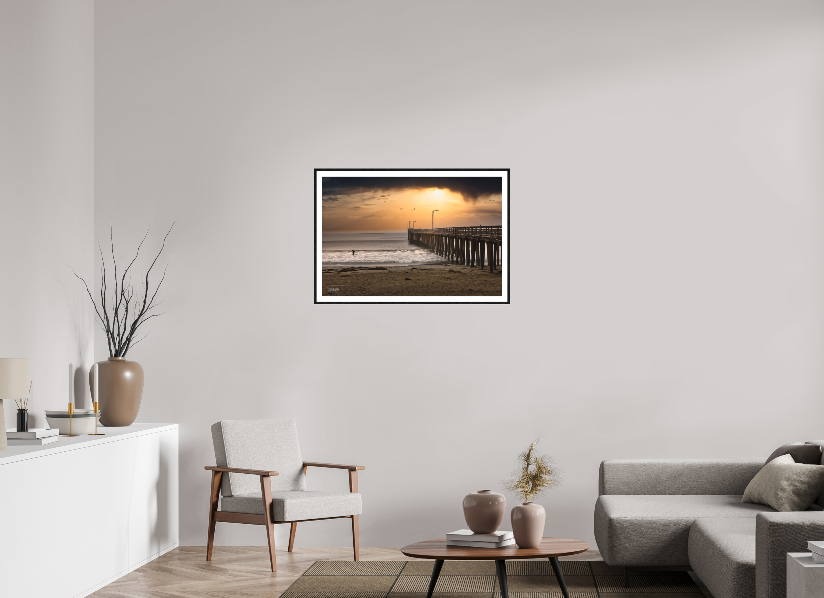36 x 24″, Fine Art - Acrylic - Framed Big Sur Sunset