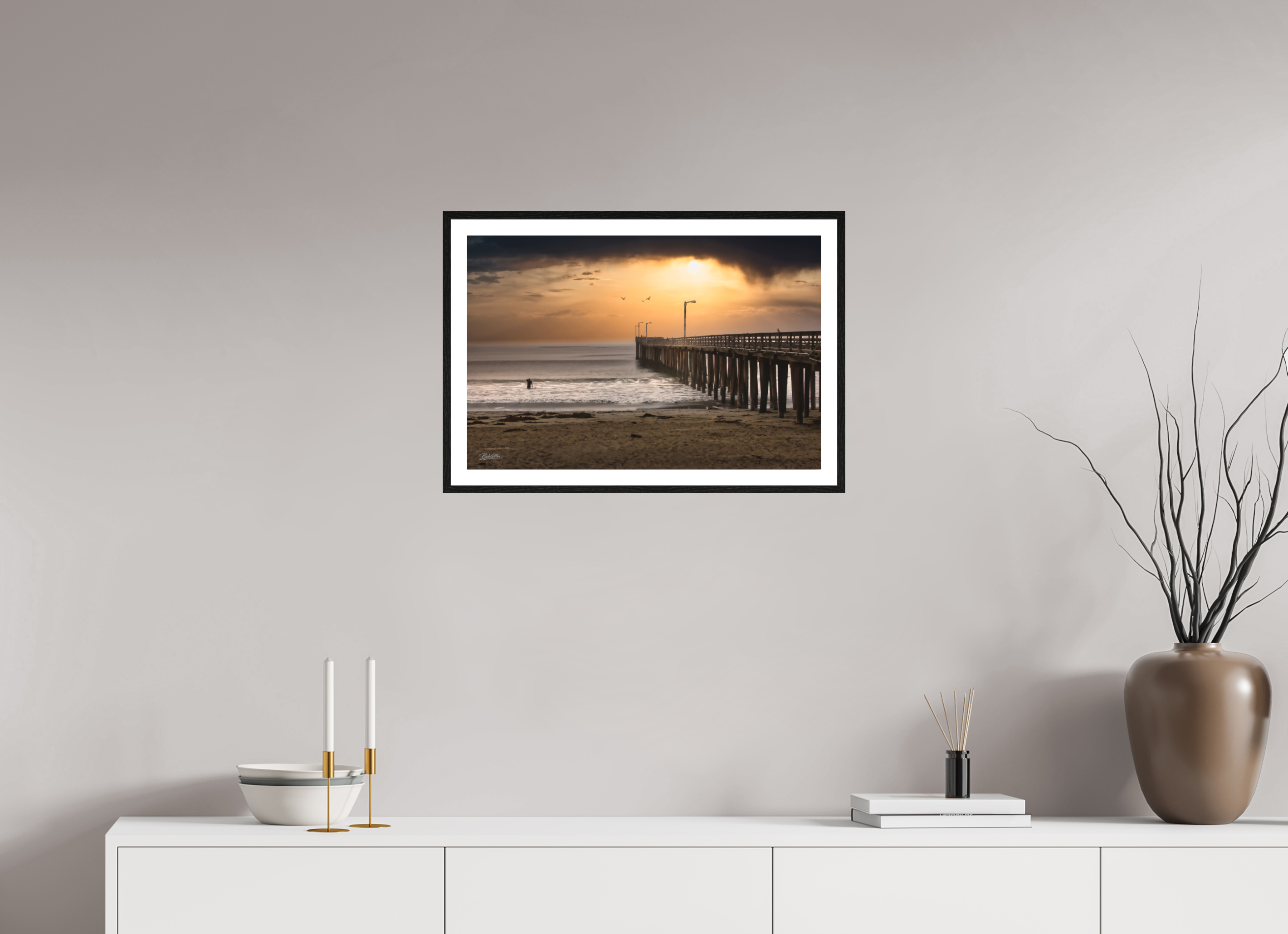 24 x 16″, Fine Art - Acrylic - Framed Big Sur Sunset