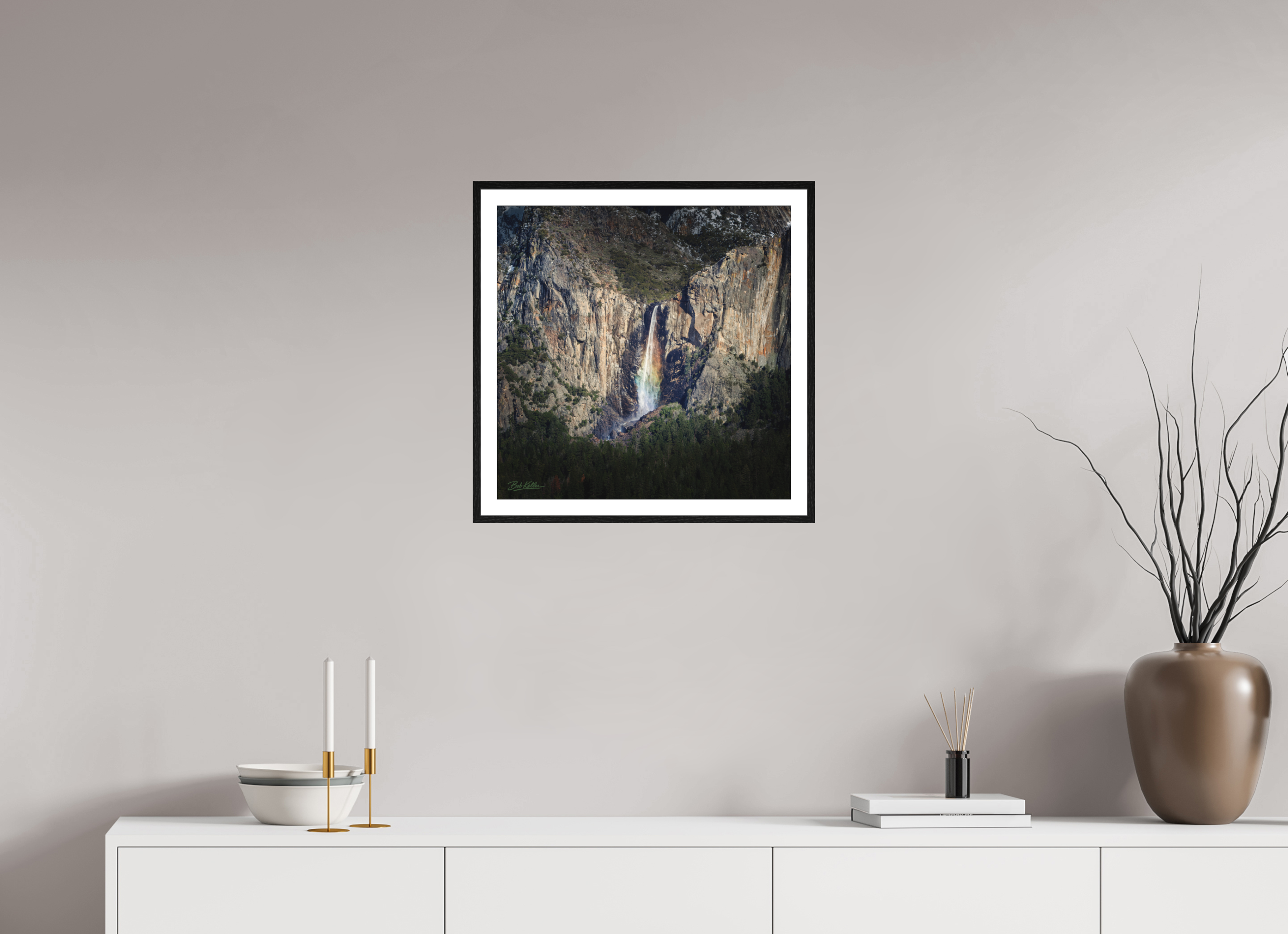 20 x 20″, Fine Art - Acrylic - Framed Bridalveil Lightfall