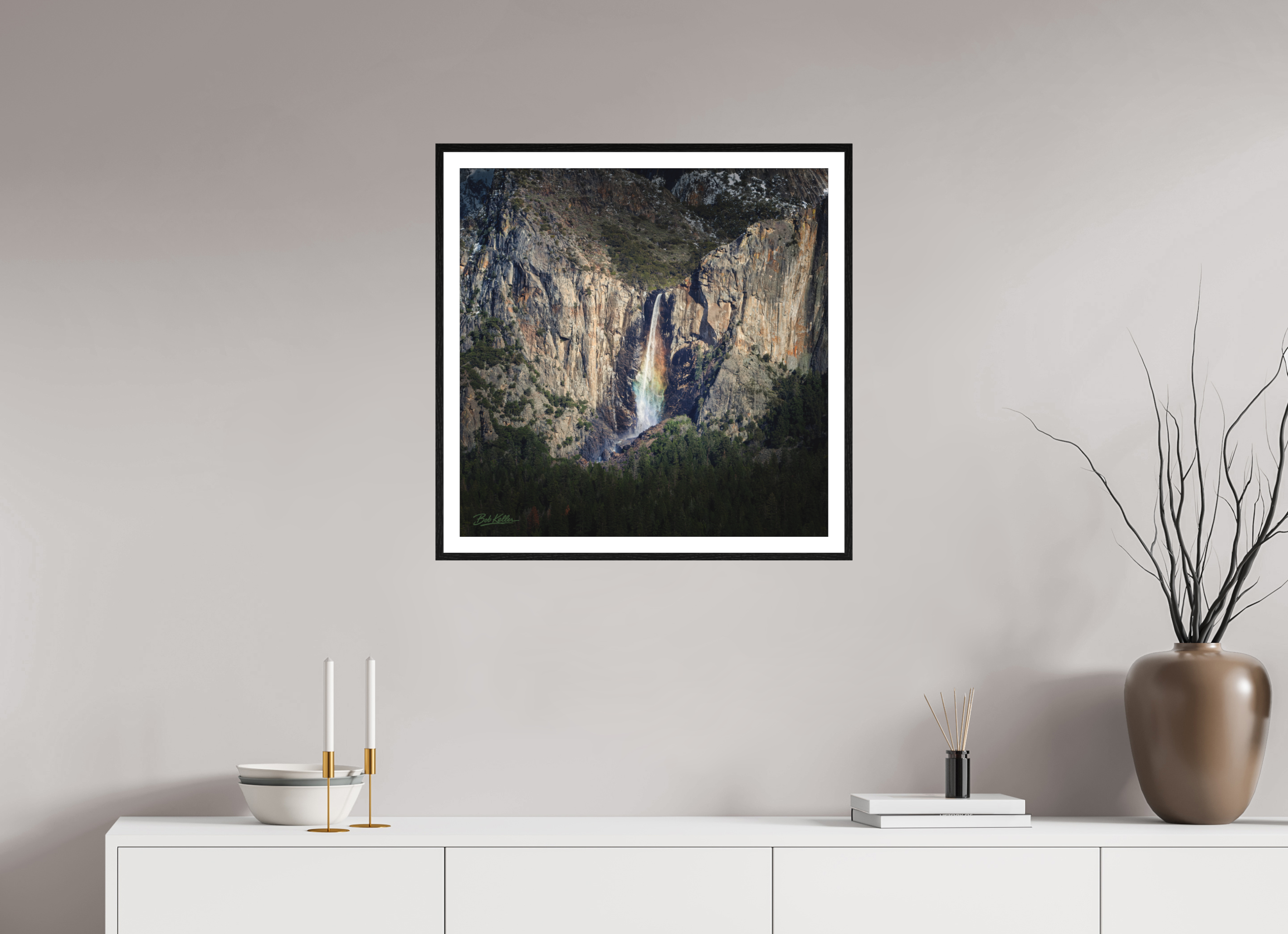 25 x 25″, Fine Art - Acrylic - Framed Bridalveil Lightfall